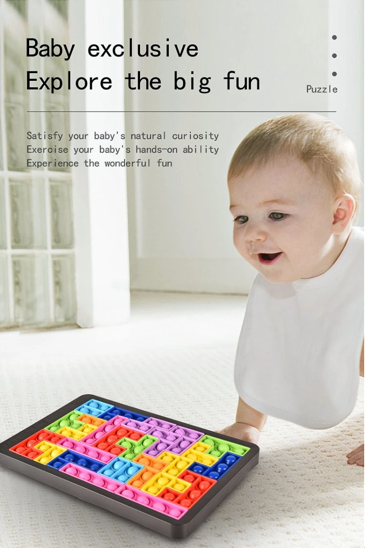 Stress Reliever Push Bubble Sensory Jigsaw Silicone Squeeze Kids Fidget Puzzles Game Fidget Toys Building Block