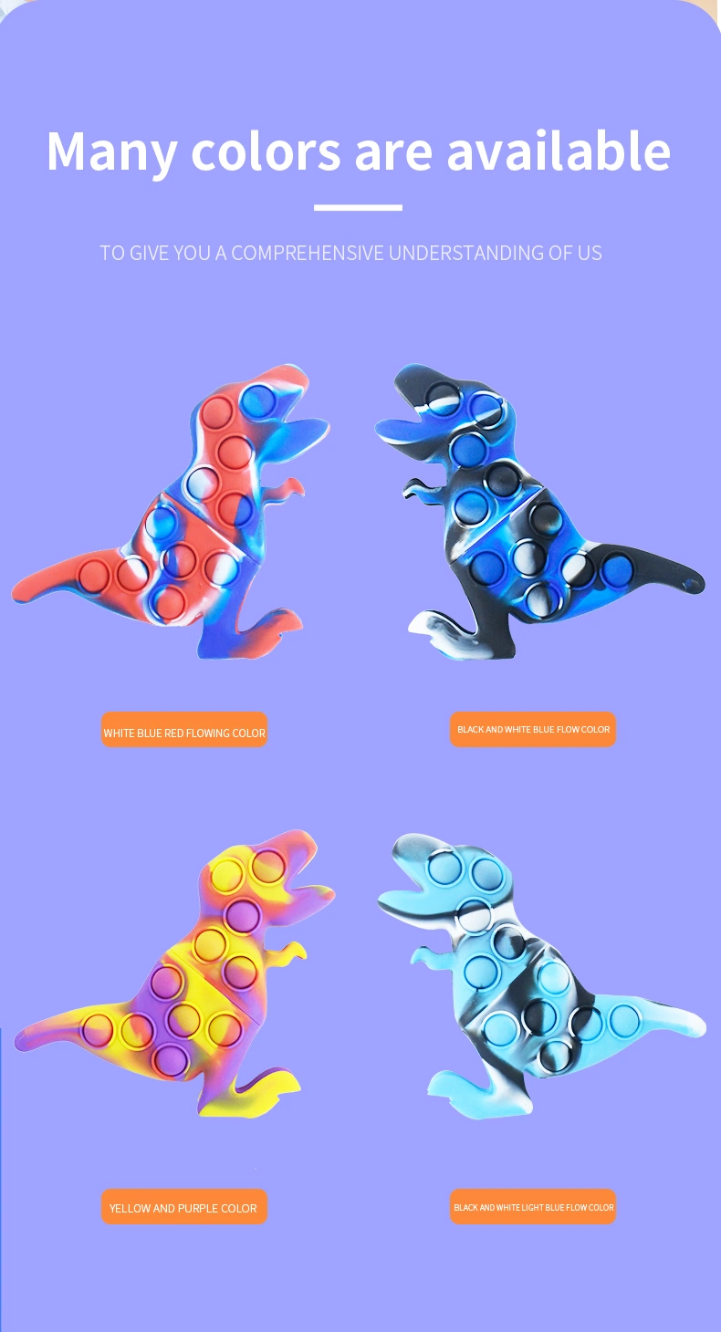 2022 New Little Dinosaur Cute Silicone Fidget Toy Sensory Push Bubble Autism Anti-Stress Pop It Silicone Toy