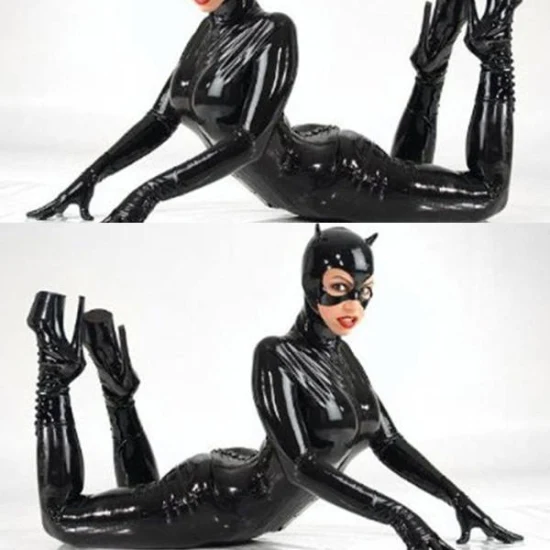 Halloween Costumes Women Leather Catsuit Jumpsuit Adult Sexy Cat Girls Cosplay Costumes